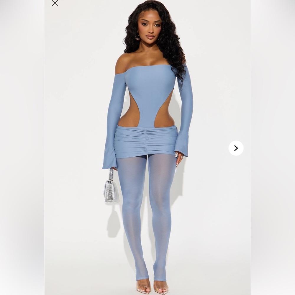Fashion Nova Anya Double Lined Dress - Dusty Blue